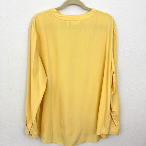 Chico's Womens Button Front Top Shirt Size XXL Flowy Lightweight Yellow - Picture 3 of 6